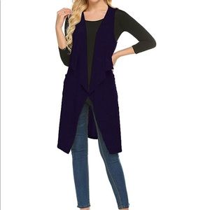 Long Open Front Cardigan Vest Drape Lightweight